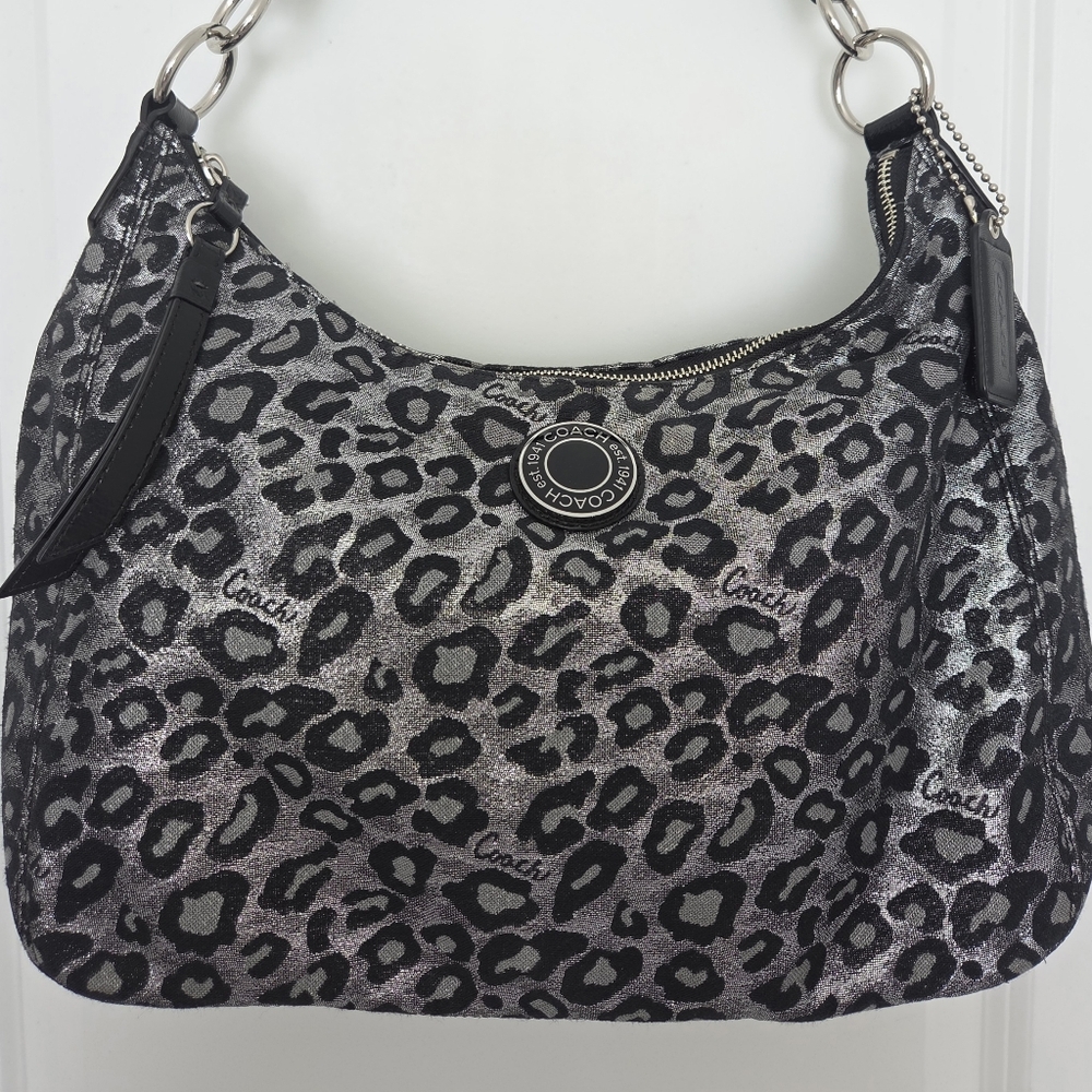 EUC Coach Ocelot Metallic Leopard Print Hobo Bag